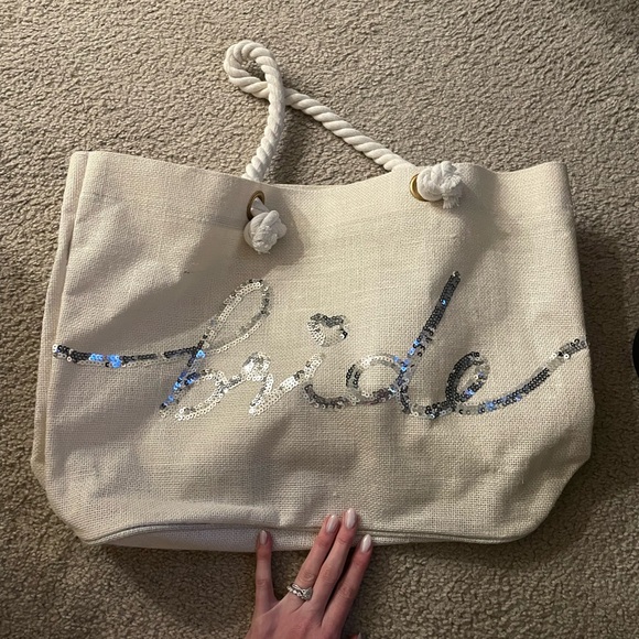 BRIDE canvas bag. Silver sparkle. - Picture 1 of 1